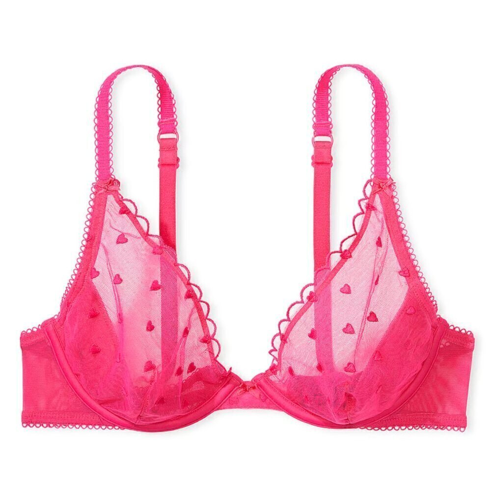 New! PINK by Victoria' Secret Wink Pink Lace Unlined Plunge Bra 20083